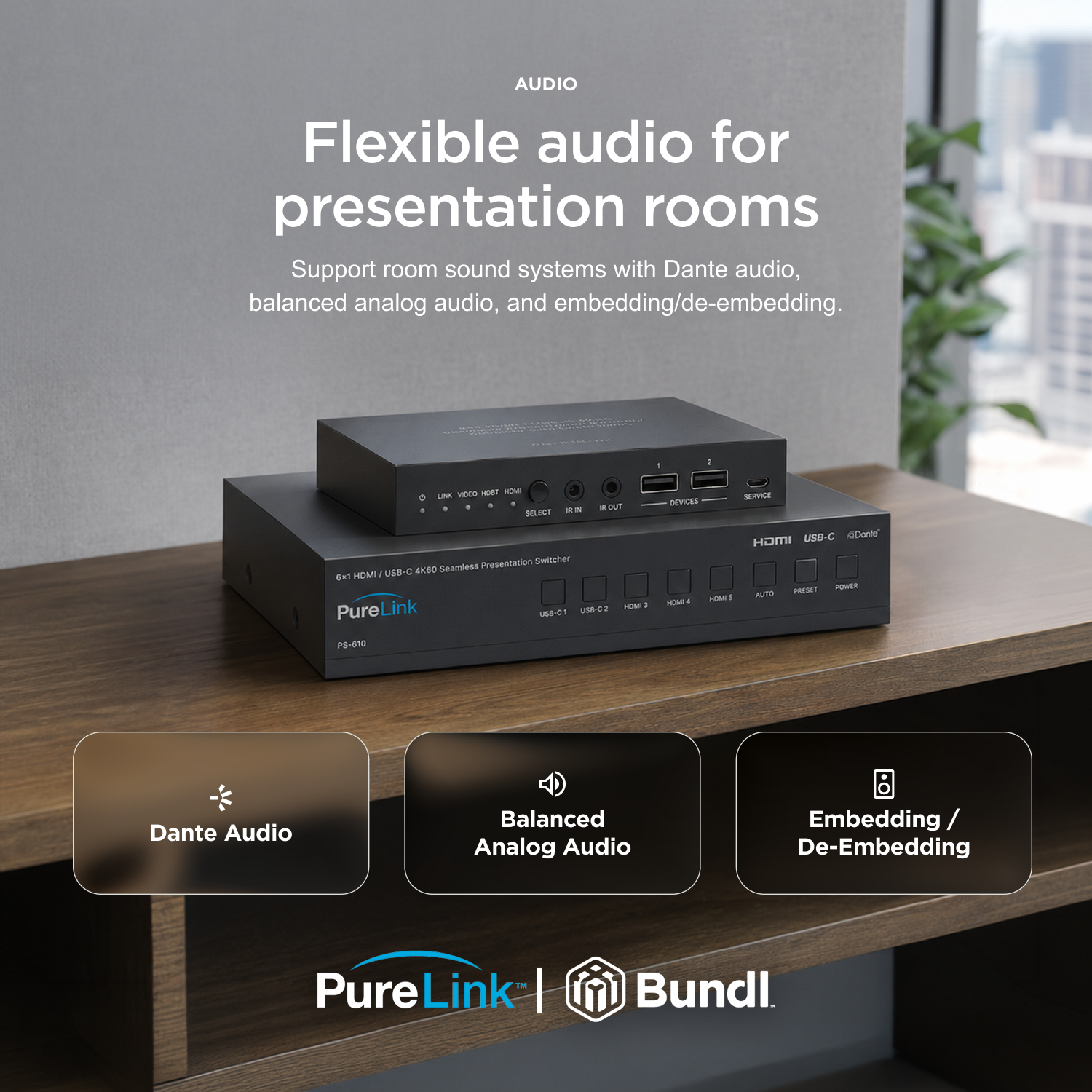 PureLink 6×1 4K60 Presentation Switcher with Multiview