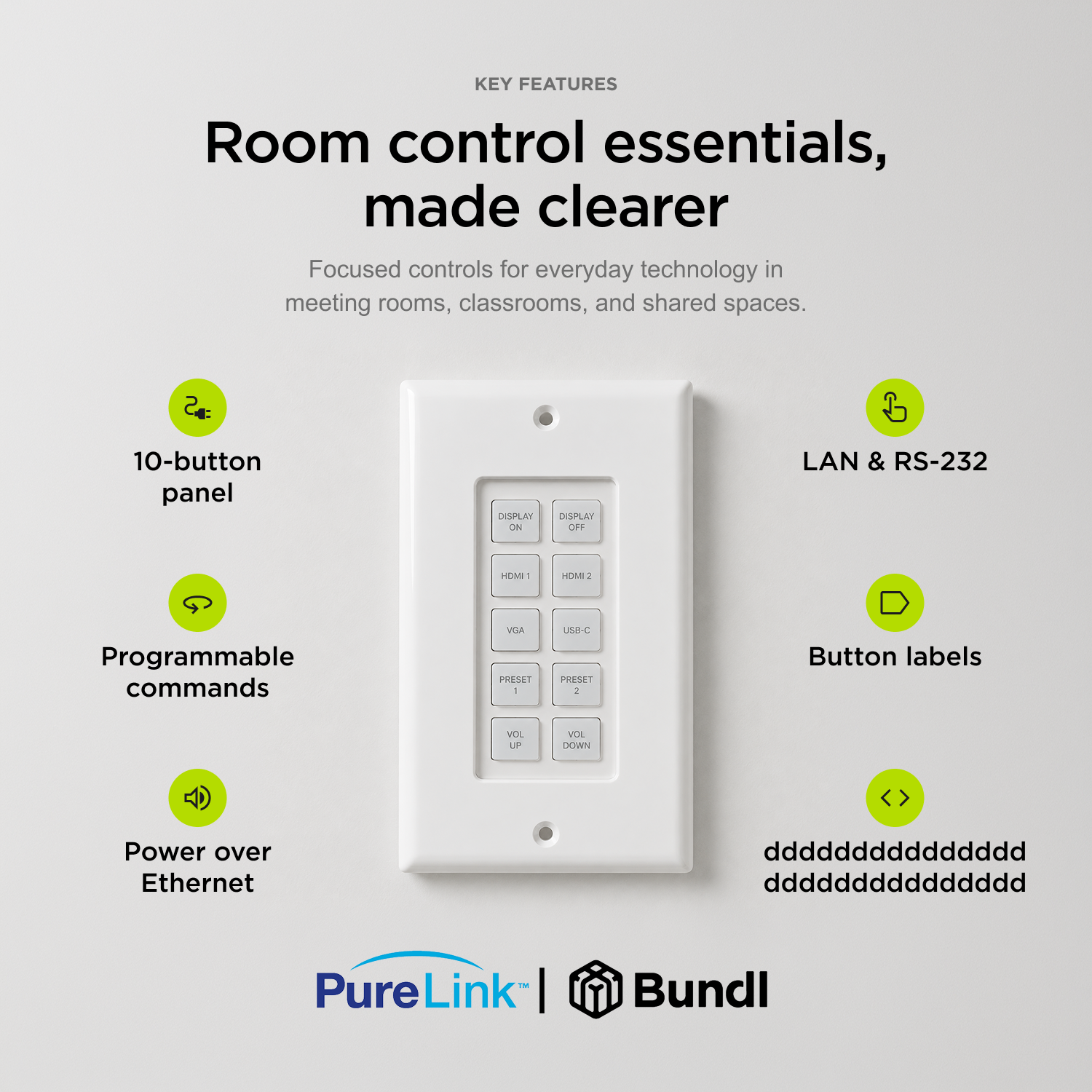 PureLink 10-Button Wall Plate Controller for Simple Device Control