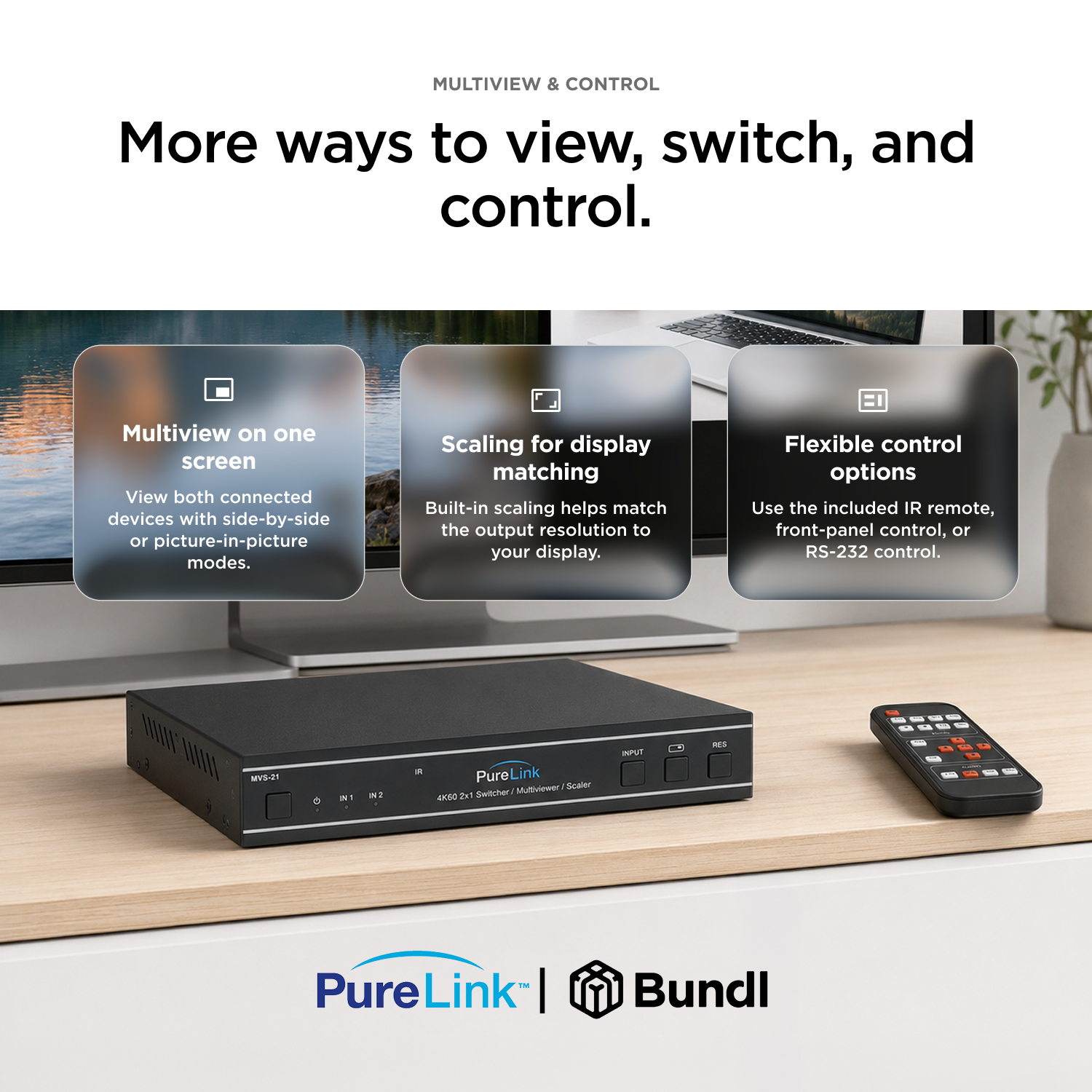 PureLink 4K60 HDMI Seamless 2×1 Switch with Multiview