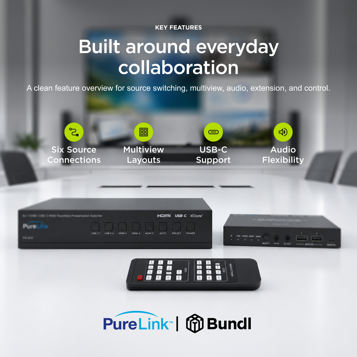 PureLink 6×1 4K60 Presentation Switcher with Multiview