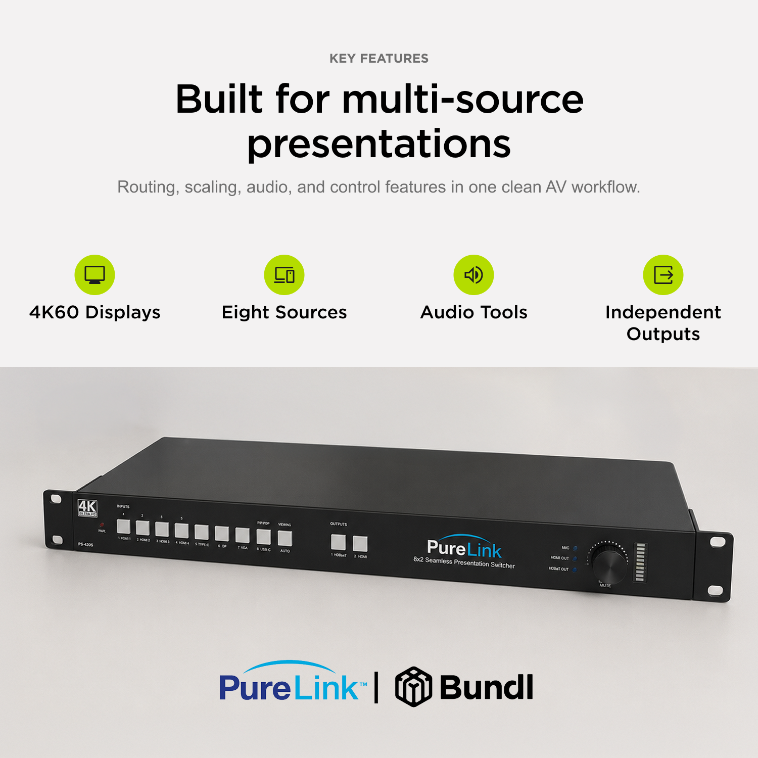 PureLink 8×2 4K60 Seamless Presentation Matrix Switcher