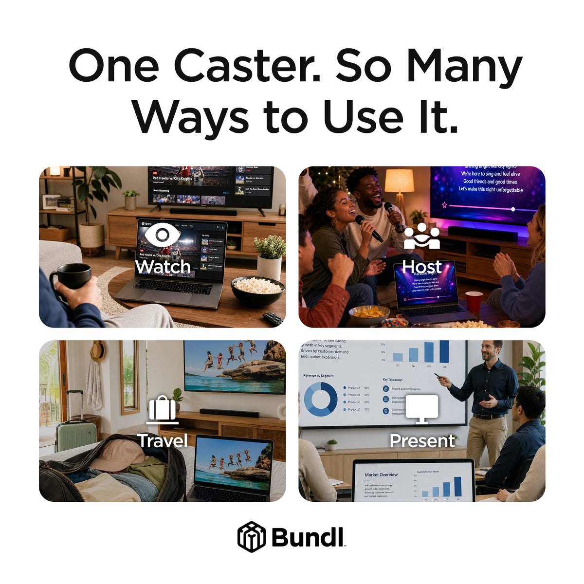 Wireless USB-C Caster for Laptop & Phone to TV – 1080p, 90 ft, AirPlay & Miracast
