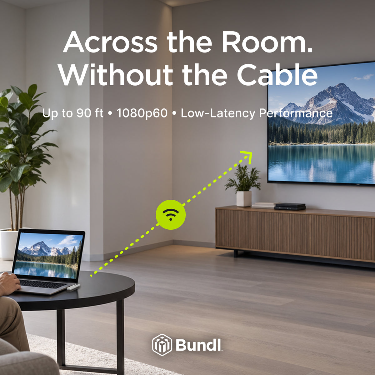 Wireless USB-C Caster for Laptop & Phone to TV – 1080p, 90 ft, AirPlay & Miracast