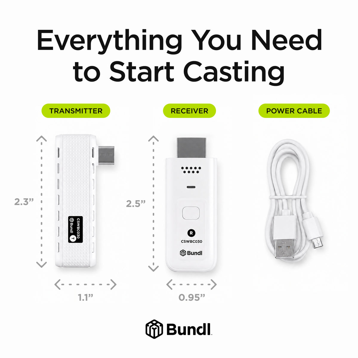 Wireless USB-C Caster for Laptop & Phone to TV – 1080p, 90 ft, AirPlay & Miracast