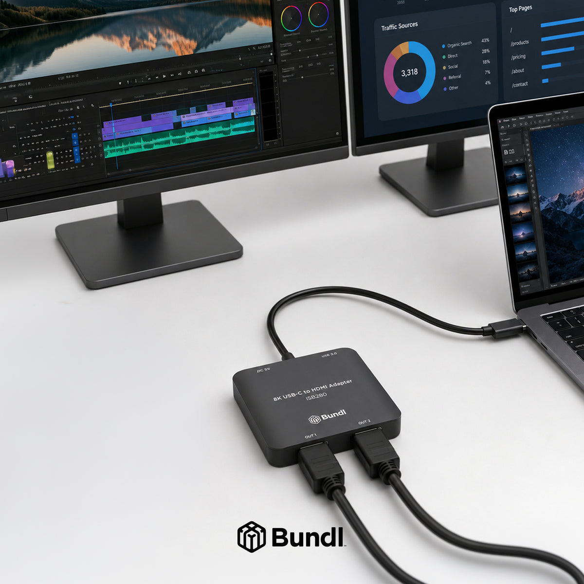 USB-C to Dual HDMI Adapter for Laptop – 8K30 or Dual 4K60