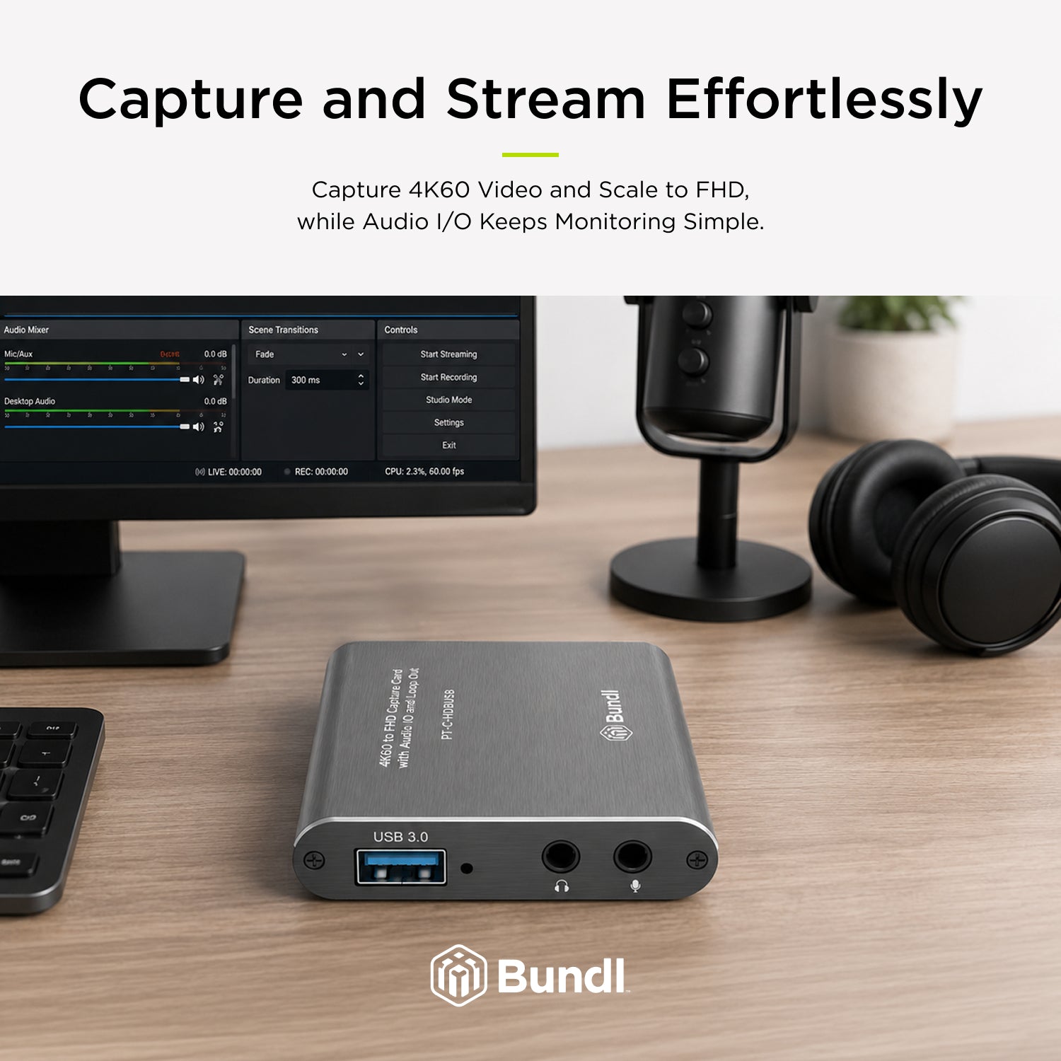 4K60 to FHD Capture Card with Audio IO and Loop Out