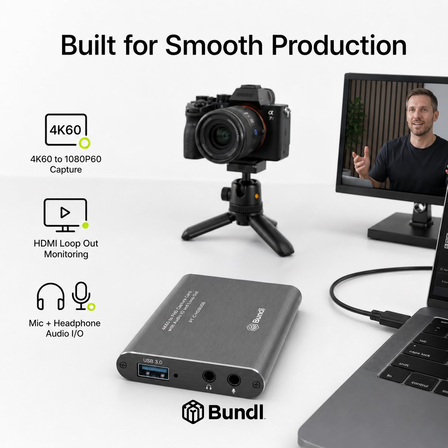 4K60 to FHD Capture Card with Audio IO and Loop Out