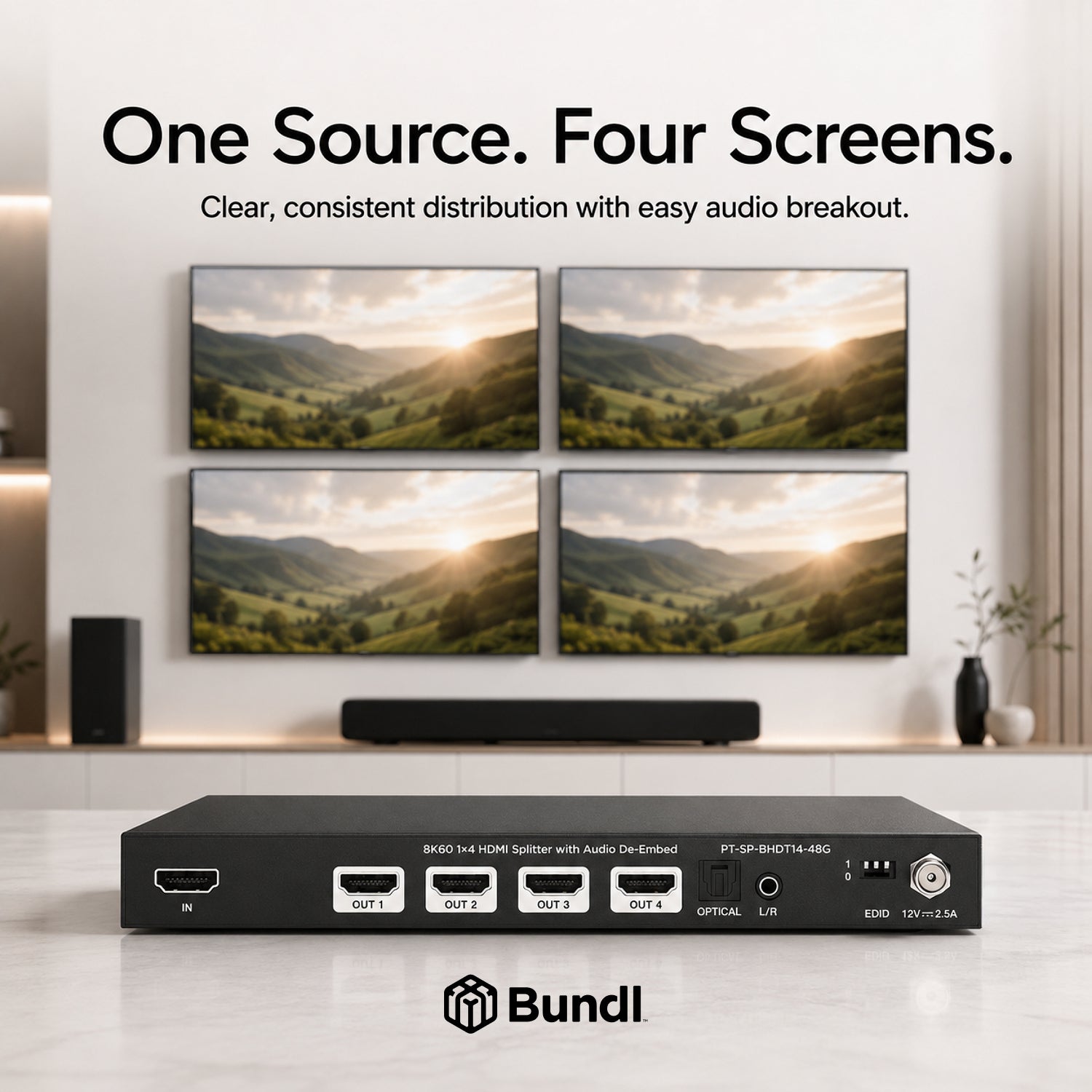 8K60 1×4 HDMI Splitter with Audio Extractor