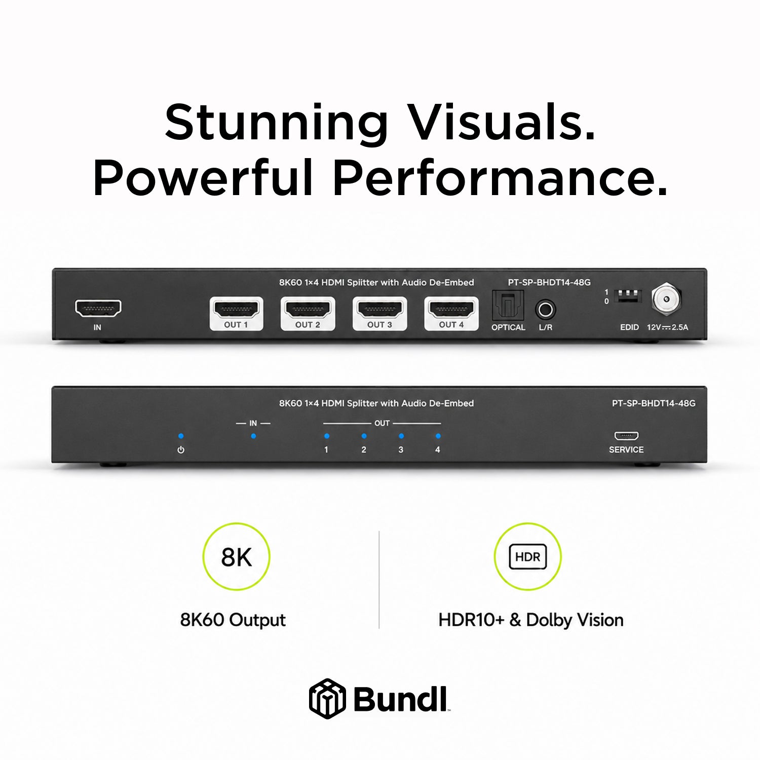 8K60 1×4 HDMI Splitter with Audio De-Embed