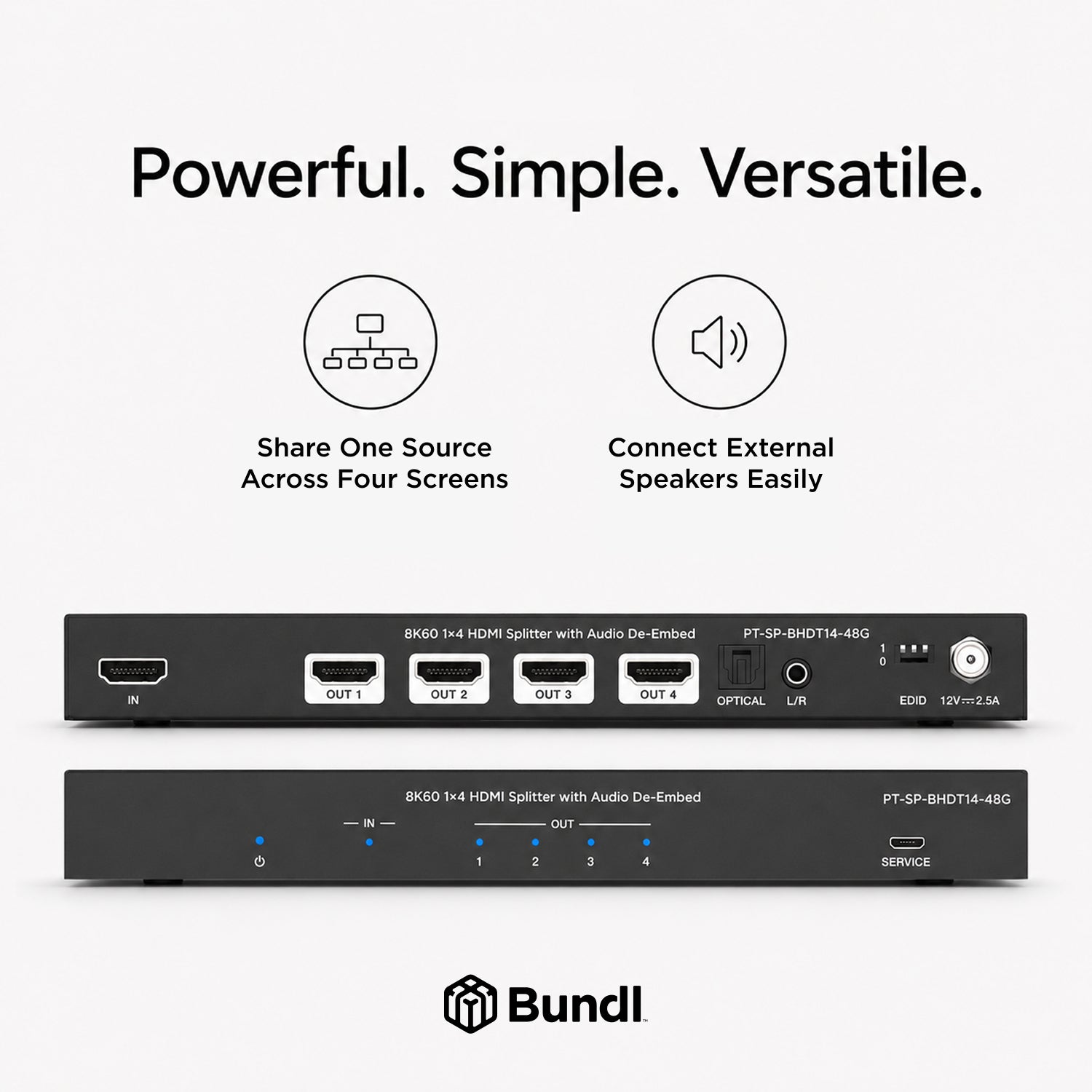 8K60 1×4 HDMI Splitter with Audio De-Embed