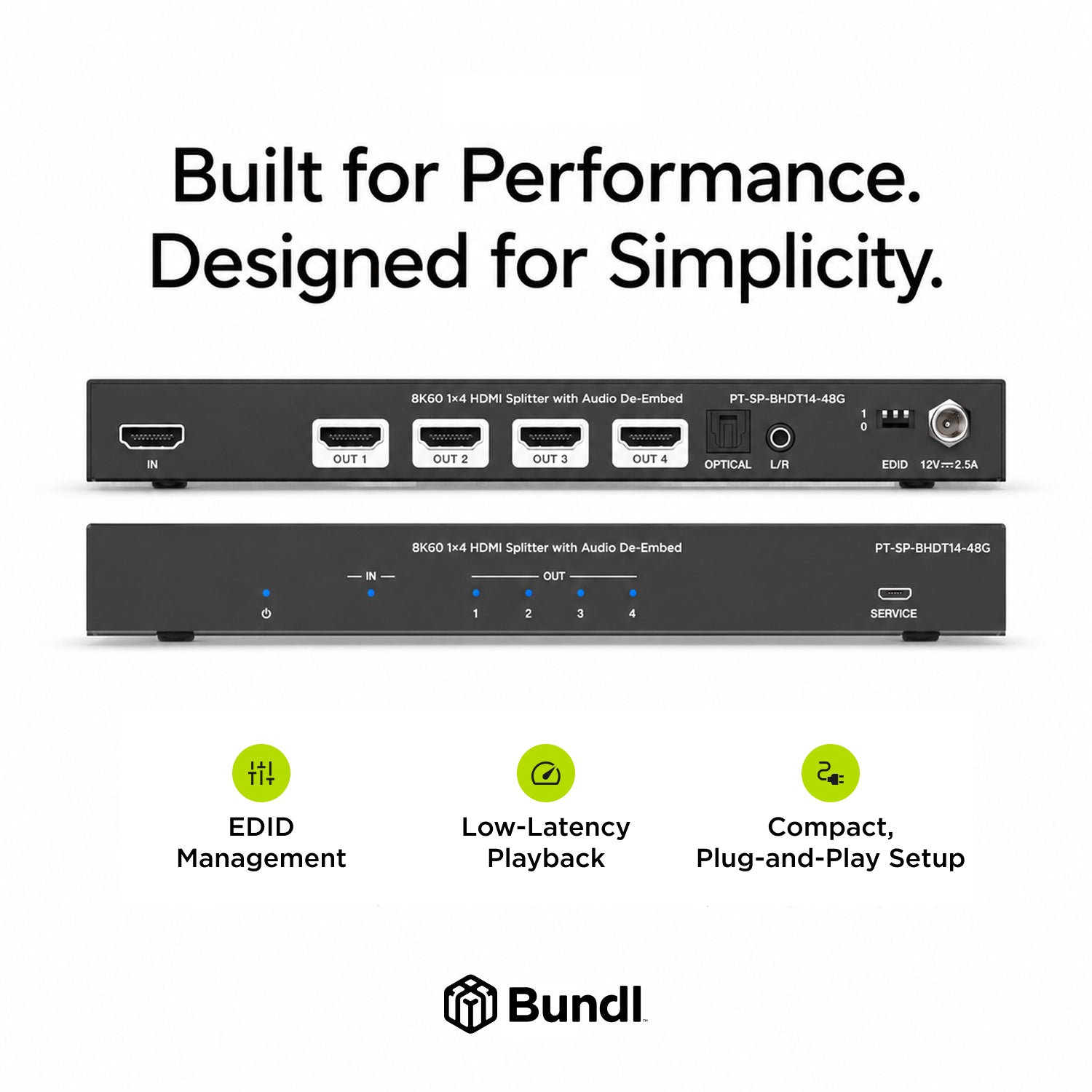 8K60 1×4 HDMI Splitter with Audio De-Embed