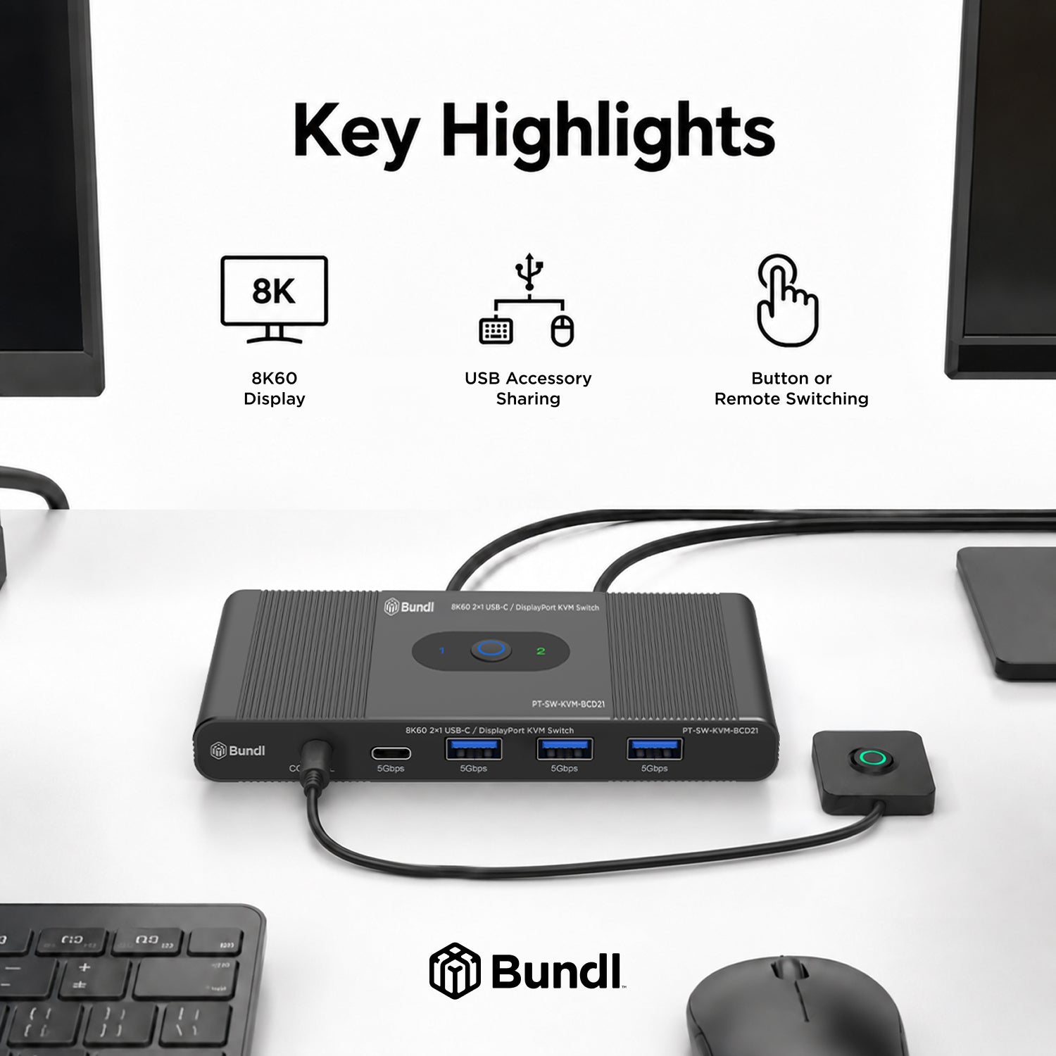 8K60 2×1 USB-C / DisplayPort KVM Switch