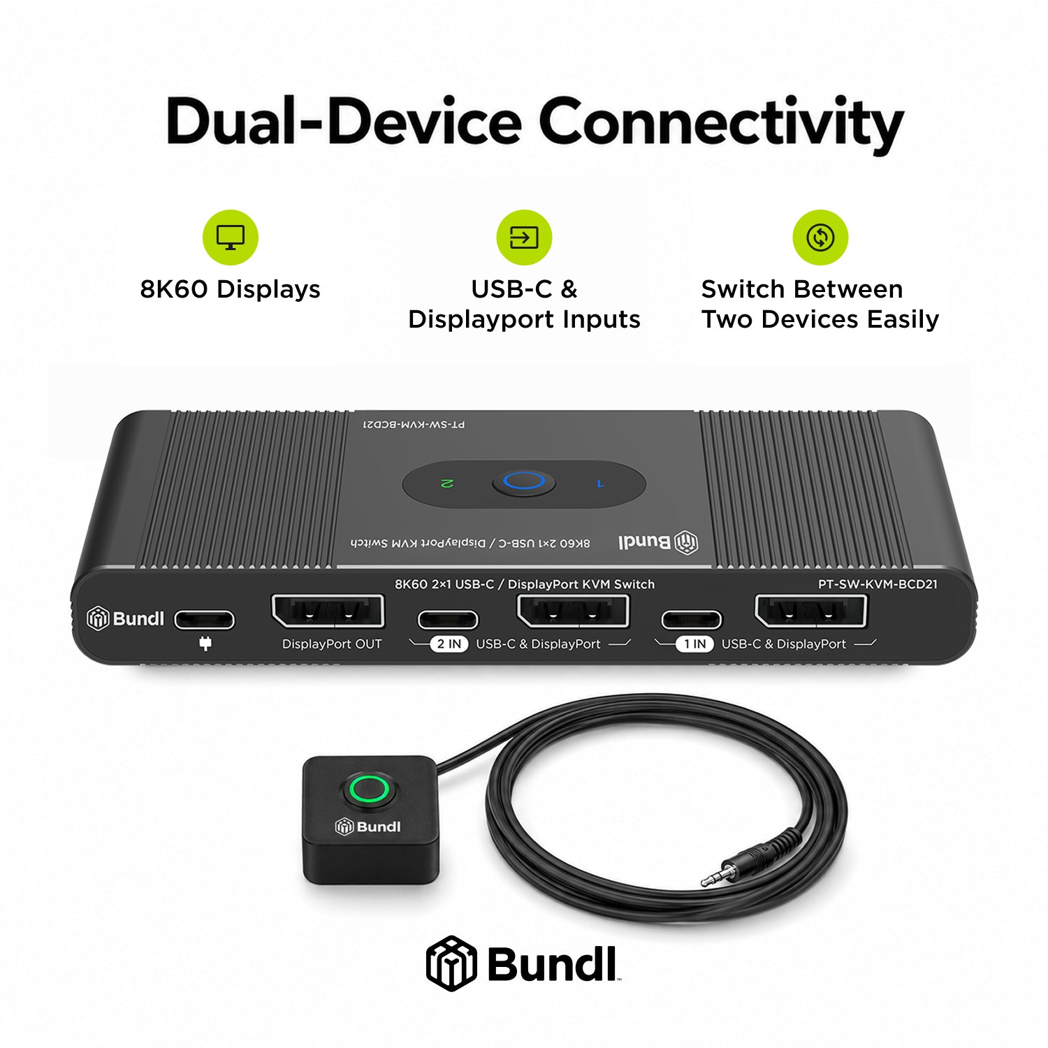 8K60 2×1 USB-C / DisplayPort KVM Switch