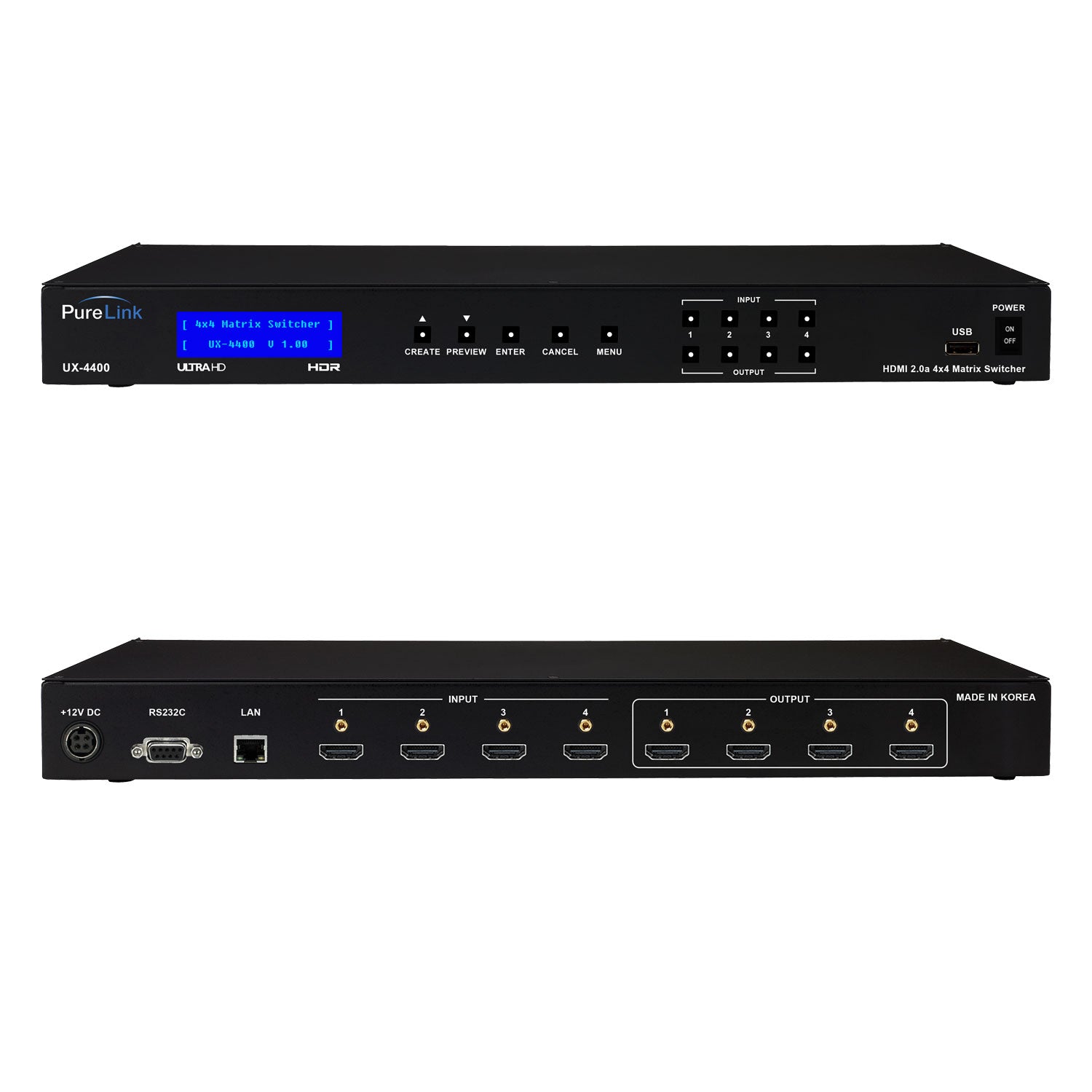 PureLink 4K60 4×4 HDMI Matrix Switcher